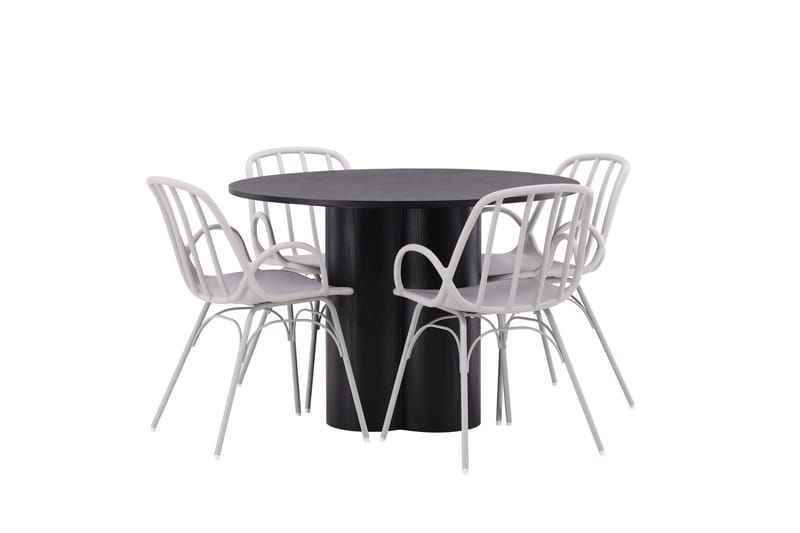 Olivia Matgrupp 110 cm Rund med 4 Dyrön Stolar - Svart - Products - Möbler - Bord & matgrupp - Matgrupp