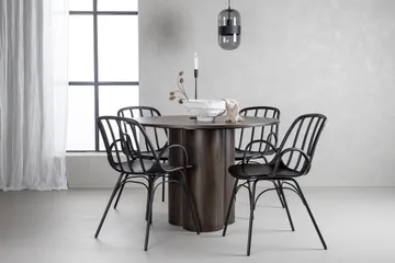 Olivia Matgrupp 110 cm Rund med 4 Dyrön stolar - Svart - Products - Möbler - Bord & matgrupp - Matgrupp