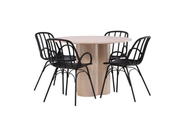 Olivia Matgrupp 110 cm Rund med 4 Dyrön stolar - Whitewash - Products - Möbler - Bord & matgrupp - Matgrupp