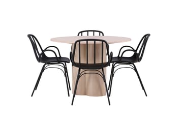 Olivia Matgrupp 110 cm Rund med 4 Dyrön stolar - Whitewash - Products - Möbler - Bord & matgrupp - Matgrupp