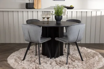 Olivia Matgrupp 110 cm Rund med 4 Lilja Stolar - Svart - Products - Möbler - Bord & matgrupp - Matgrupp