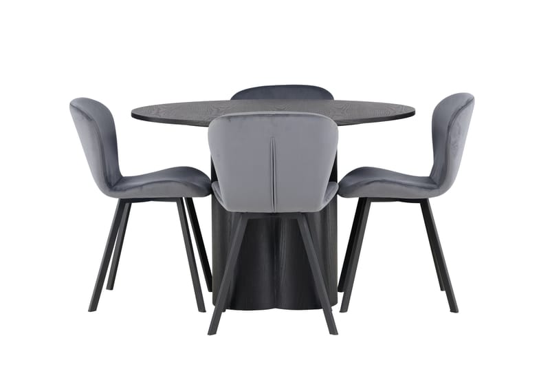 Olivia Matgrupp 110 cm Rund med 4 Lilja Stolar, Svart