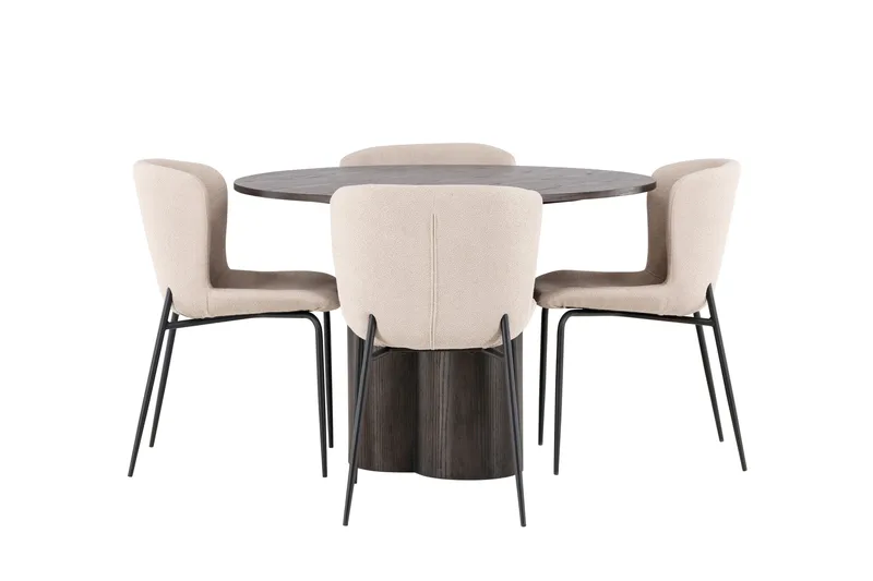 Olivia Matgrupp 110 cm Rund med 4 Modesto stolar - Mörkgrå - Products - Möbler - Bord & matgrupp - Matgrupp