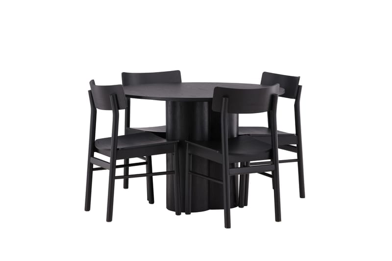 Olivia Matgrupp 110 cm Rund med 4 Montros Stolar - Svart - Products - Möbler - Bord & matgrupp - Matgrupp