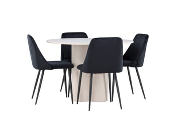 Olivia Matgrupp 110 cm Rund med 4 Night stolar - Beige/Svart - Products - Möbler - Bord & matgrupp - Matgrupp