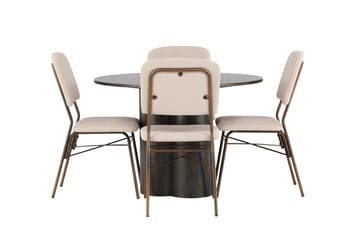 Olivia Matgrupp 110 cm Rund med 4 Seda stolar - Beige - Products - Möbler - Bord & matgrupp - Matgrupp