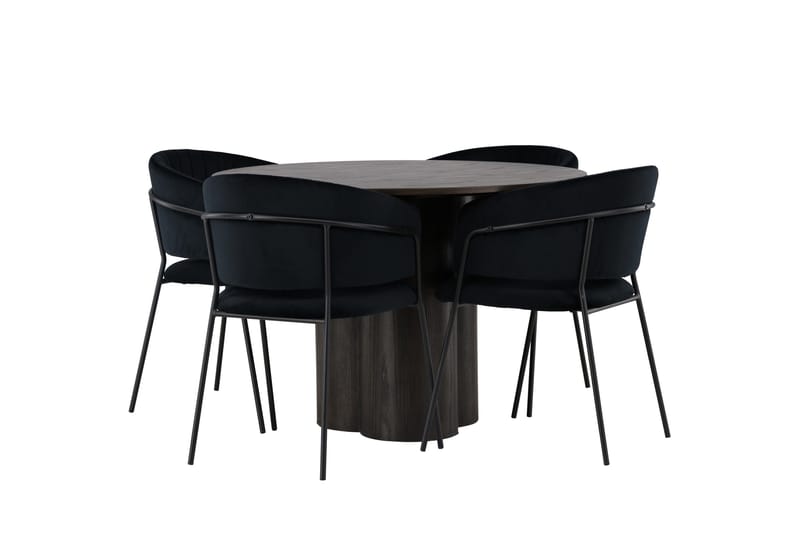 Olivia Matgrupp 110 cm Rund med 4 Selma Stolar - Svart - Products - Möbler - Bord & matgrupp - Matgrupp