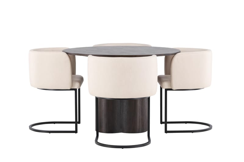 Olivia Matgrupp 110 cm Rund med 4 Simrishamn stolar - Beige - Products - Möbler - Bord & matgrupp - Matgrupp