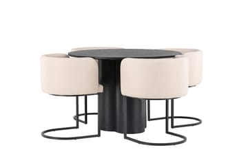 Olivia Matgrupp 110 cm Rund med 4 Simrishman Stolar - Beige - Products - Möbler - Bord & matgrupp - Matgrupp