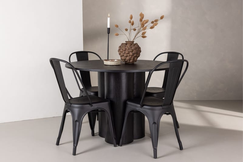 Olivia Matgrupp 110 cm Rund med 4 Tempe Stolar - Svart - Products - Möbler - Bord & matgrupp - Matgrupp