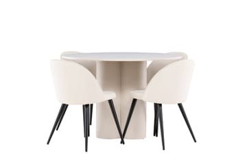 Olivia Matgrupp 110 cm Rund med 4 Velvet stolar - Beige/Beige - Products - Möbler - Bord & matgrupp - Matgrupp