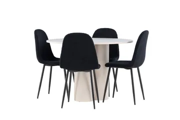 Olivia Matgrupp 110 cm Rund med 4 Polar stolar - Beige/Svart - Products - Möbler - Bord & matgrupp - Matgrupp
