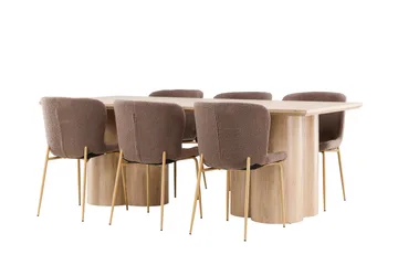 Olivia Matgrupp 210 cm Rektangulär med 6 Modesto stolar - Whitewash/Brun - Products - Möbler - Bord & matgrupp - Matgrupp