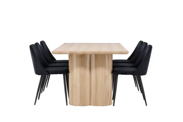 Olivia Matgrupp 210 cm Rektangulär med 6 Night stolar - Whitewash/Svart - Products - Möbler - Bord & matgrupp - Matgrupp