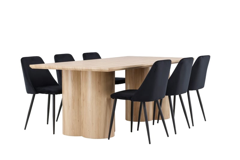 Olivia Matgrupp 210 cm Rektangulär med 6 Night stolar - Whitewash/Svart - Products - Möbler - Bord & matgrupp - Matgrupp