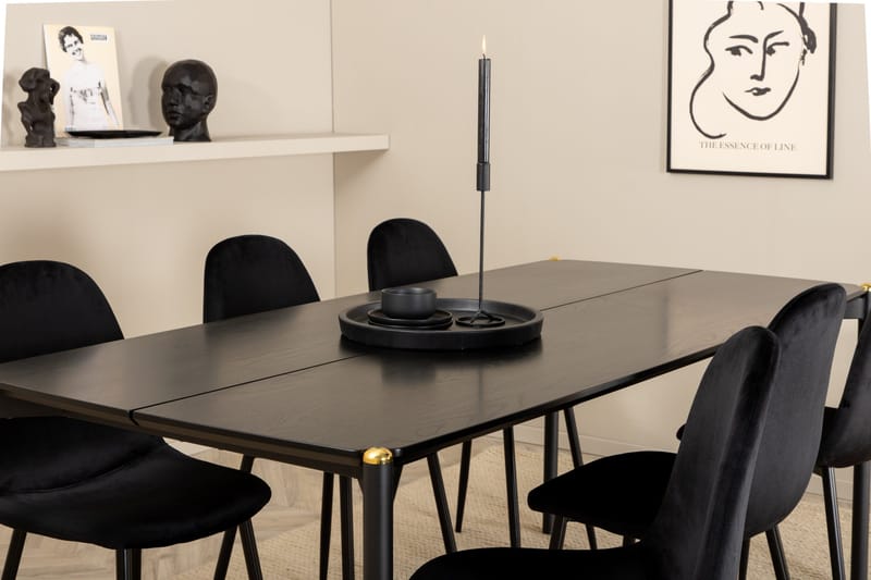 Pelle Matgrupp 190 cm inkl 6 Pontus Stolar - Svart - Products - Möbler - Bord & matgrupp - Matgrupp