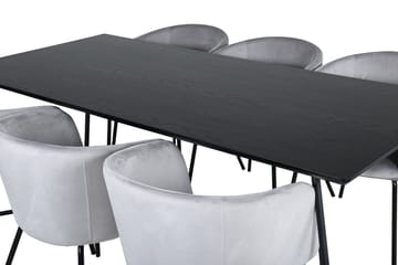 Petra Matgrupp 190 cm Rektangulär med 6 Berit stolar - Svart - Products - Möbler - Bord & matgrupp - Matgrupp