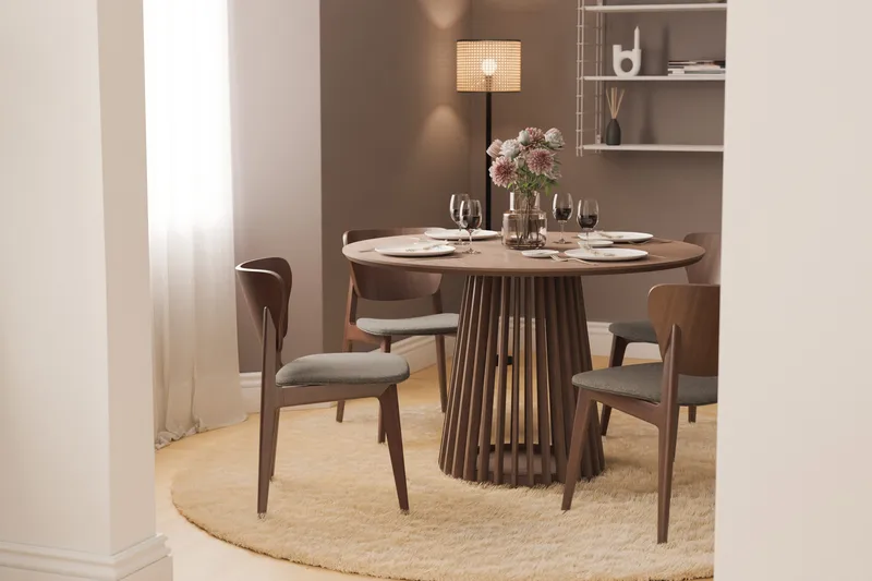 Peyra Runt Matbord 120 cm för 4 personer Köksbord i trä - Valnöt - Products - Möbler - Bord & matgrupp - Matbord & köksbord