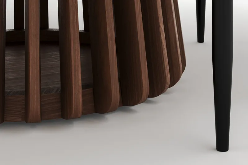 Peyra Runt Matbord 120 cm med 4 Sawako Stolar - Valnöt - Products - Möbler - Bord & matgrupp - Matgrupp