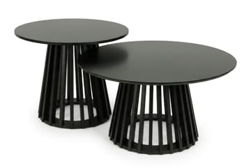 Peyra Soffbord Satsbord Runt 86/60 cm Fanér, Svart