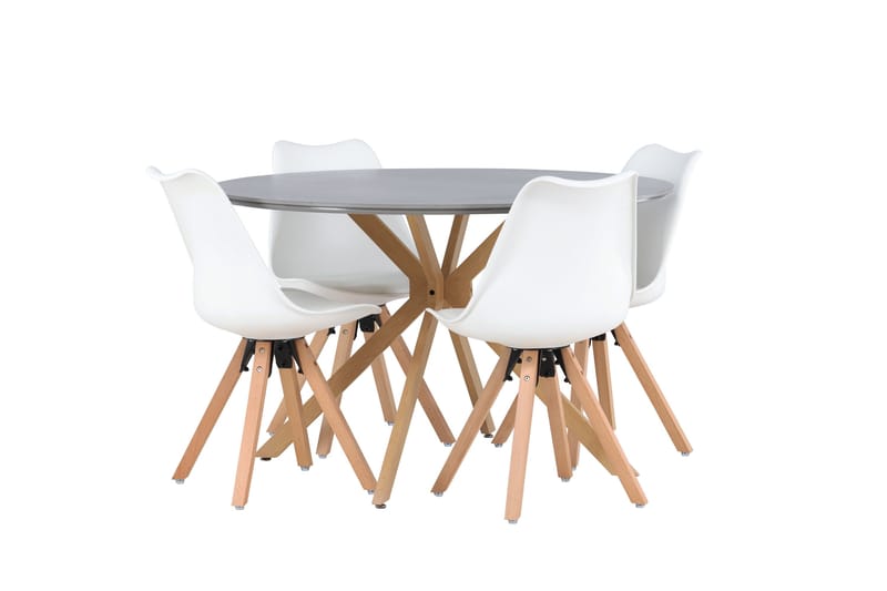 Piazza Matgrupp  120 cm Rund med 4 Zeno stolar - Grå - Products - Möbler - Bord & matgrupp - Matgrupp