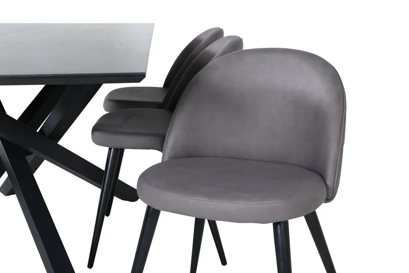 Piazza Matgrupp 180 cm Rektangulär med 6 Velvet stolar - Svart - Products - Möbler - Bord & matgrupp - Matgrupp