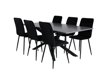 Piazza Matgrupp 180 cm Rektangulär med 6 Windu stolar - Svart - Products - Möbler - Bord & matgrupp - Matgrupp