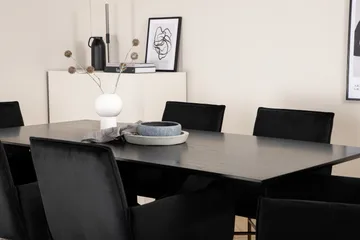 Piazza Matgrupp 180 cm Rektangulär med 6 Petra stolar - Svart - Products - Möbler - Bord & matgrupp - Matgrupp