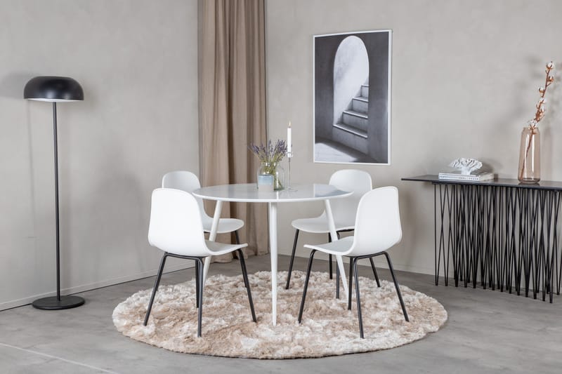 Plaza Matgrupp 100 cm Rund med 4 Arctic stolar - Svart - Products - Möbler - Bord & matgrupp - Matgrupp