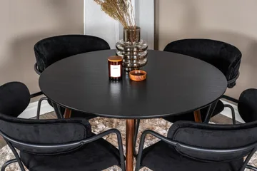 Plaza Matgrupp 100 cm Rund med 4 Arrow stolar - Svart - Products - Möbler - Bord & matgrupp - Matgrupp