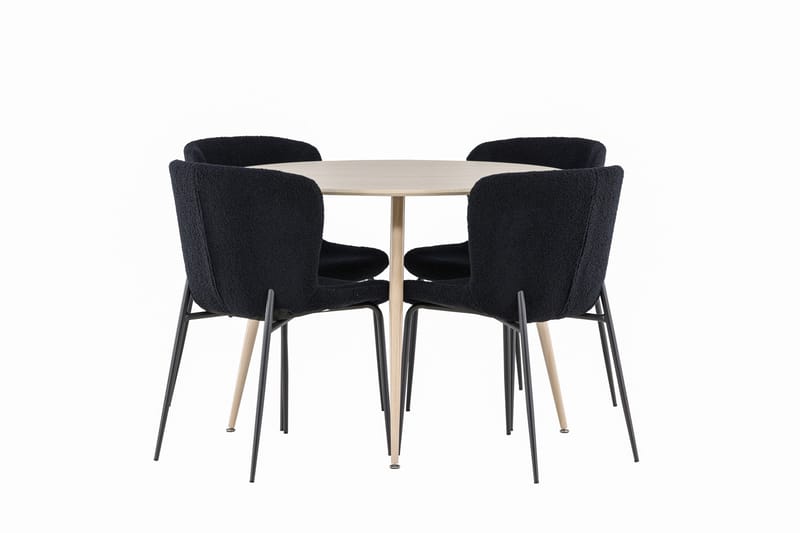 Plaza Matgrupp 100 cm Rund med 4 Modesto stolar - Whitewash/Svart - Products - Möbler - Bord & matgrupp - Matgrupp
