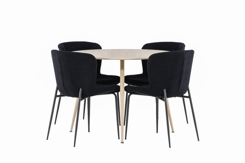 Plaza Matgrupp 100 cm Rund med 4 Modesto stolar - Whitewash/Svart - Products - Möbler - Bord & matgrupp - Matgrupp
