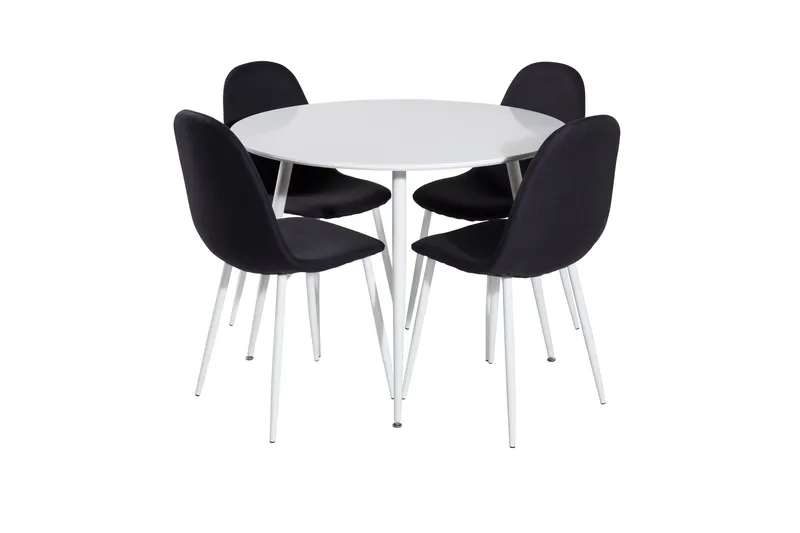 Plaza Matgrupp 100 cm Rund med 4 Polar stolar, Svart