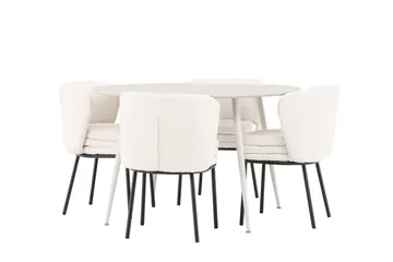 Plaza Matgrupp 120 cm Rund med 4 Agnes stolar - Beige/Vit - Products - Möbler - Bord & matgrupp - Matgrupp