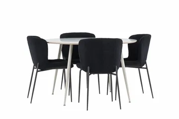 Plaza Matgrupp 120 cm Rund med 4 Modesto stolar - Beige/Svart - Products - Möbler - Bord & matgrupp - Matgrupp