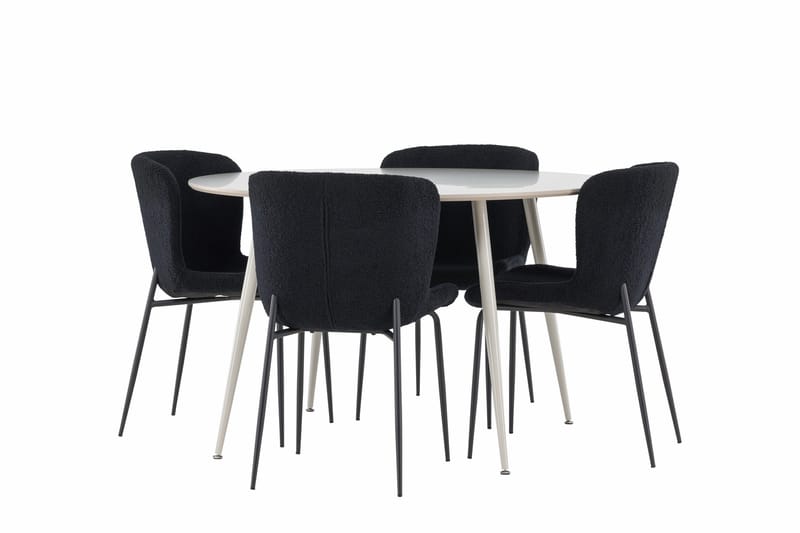 Plaza Matgrupp 120 cm Rund med 4 Modesto stolar - Beige/Svart - Products - Möbler - Bord & matgrupp - Matgrupp