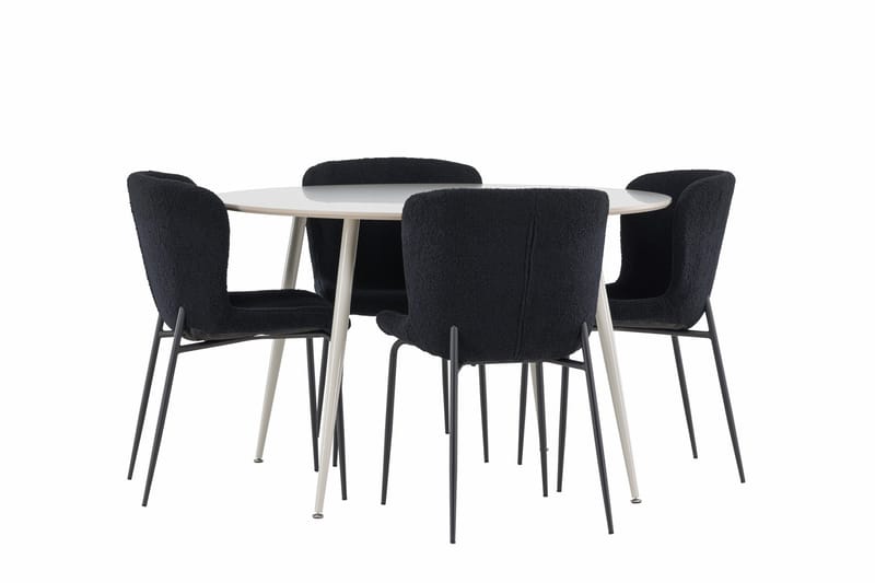 Plaza Matgrupp 120 cm Rund med 4 Modesto stolar - Beige/Svart - Products - Möbler - Bord & matgrupp - Matgrupp