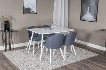 Polar Matgrupp 120 cm Rektangulär med 4 Velvet stolar - Blå - Products - Möbler - Bord & matgrupp - Matgrupp