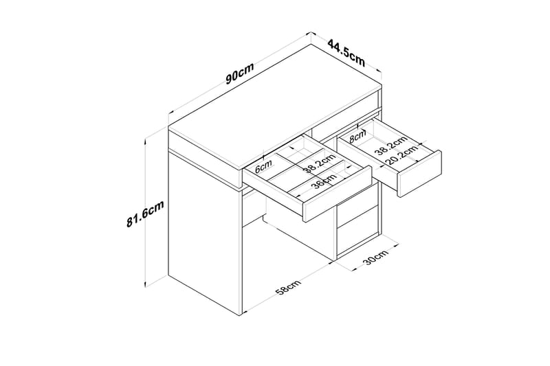 Ramender Sminkbord 90 cm - Vit - Products - Möbler - Bord & matgrupp - Sminkbord & toalettbord
