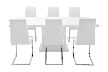 Ratliff Matgrupp 180 cm + 6 Sorado Stol - Vit/Krom - Products - Möbler - Bord & matgrupp - Matgrupp
