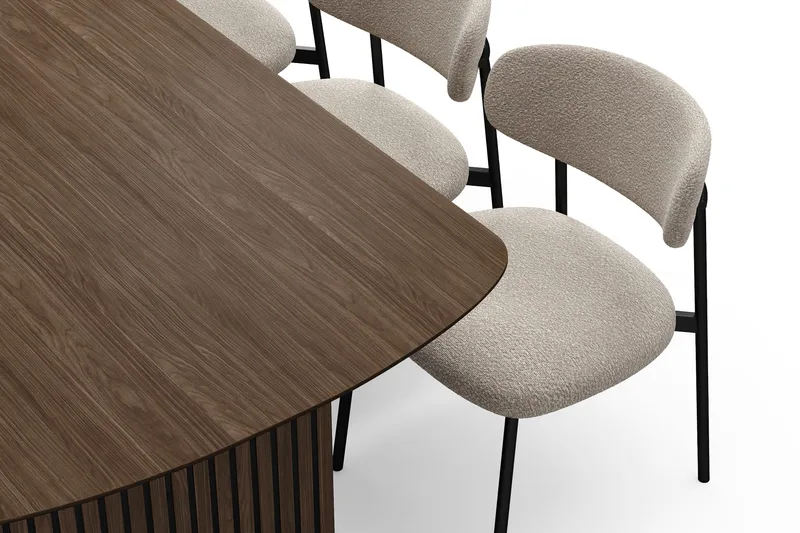 Richeto Matbord 180 cm med 6 Lucy Matstolar - Rökt ek / Greige Bouclé - Products - Möbler - Bord & matgrupp - Matgrupp