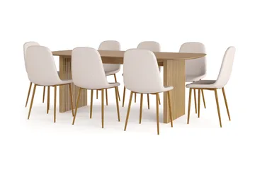 Richeto Matbord 210 cm ek +  8 st Nibe stol beige med ek ben - Natur/Beige - Products - Möbler - Bord & matgrupp - Matgrupp