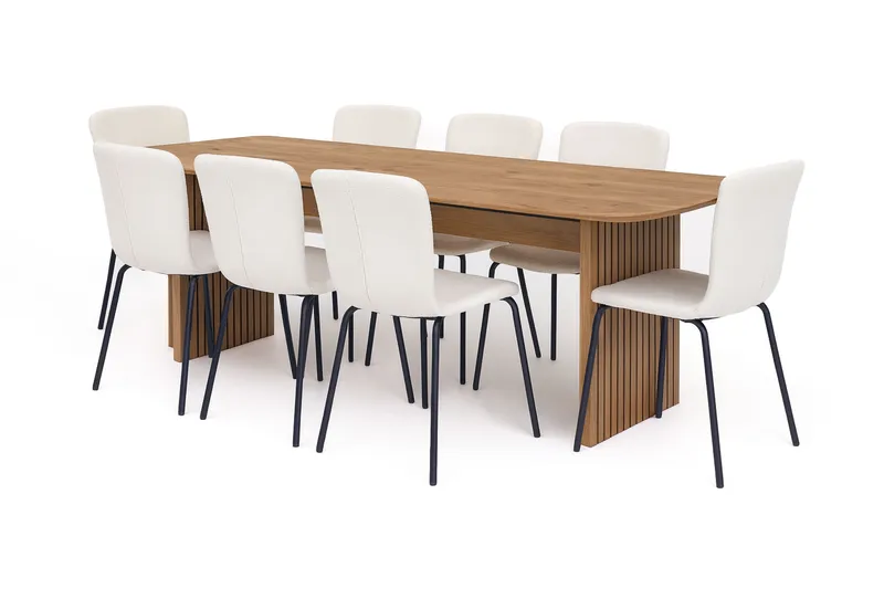 Richeto Matbord 240 cm med 8 Katy Matstolar, Ek