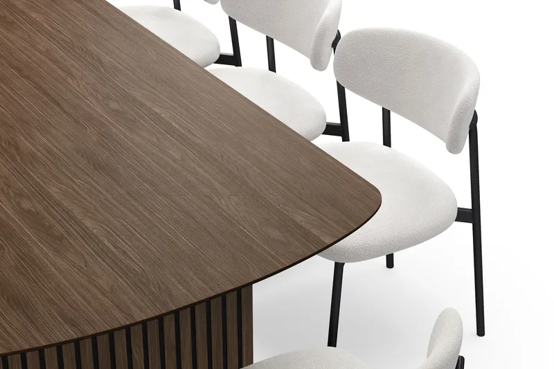 Richeto Matbord 240 cm med 8 Lucy Matstolar - Rökt ek / Vit Bouclé - Products - Möbler - Bord & matgrupp - Matgrupp