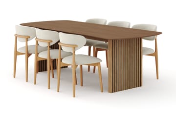Richeto Matgrupp 240 cm Ek med 6 Molly Matstolar, Ek