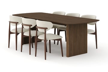 Richeto Matgrupp 240 cm Rökt ek med 6 Molly Matstolar - Rökt ek/Beige - Products - Möbler - Bord & matgrupp - Matgrupp