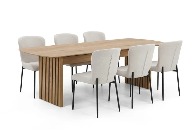 Richeto Matgrupp Ek 210 cm med 6 Elsie Matstolar, Ek