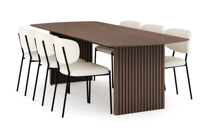 Richeto Matgrupp Rökt Ek 240 cm med 6 Gemmiano Matstolar, Rökt ek