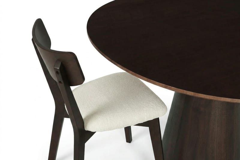 Siena Matgrupp 110 cm runt i Rökt Ek med 4 Amelia Matstolar med Dyna - Rökt Ek/Beige - Products - Möbler - Bord & matgrupp - Matgrupp