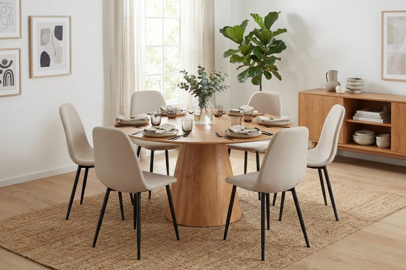 Siena Matgrupp runt 150 cm Ek med 6 Nibe Matstolar - Ek - Products - Möbler - Bord & matgrupp - Matgrupp